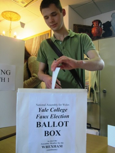One of the fifty art students cast their vote