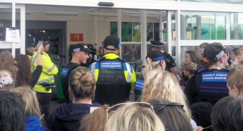 As the crowds grew as did the police numbers, although they didnt have far to walk!