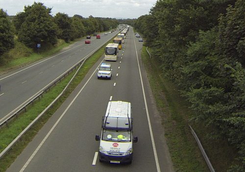 The odd sight of a convoy on the A483