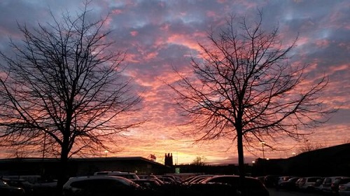 This photo of the sun setting above Tesco car park was sent to us by Charlotte
