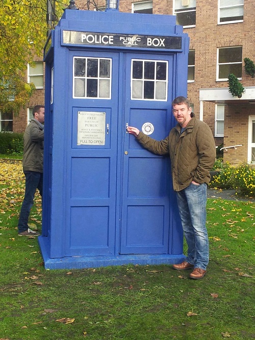 Sharon Jones emailed us this photo of a Doctor Who fan (and someone trying to sneak into the back of the box!)