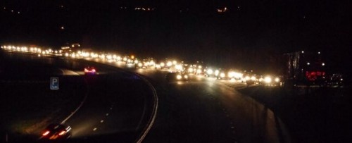 A view of the tailbacks as of 7:10pm