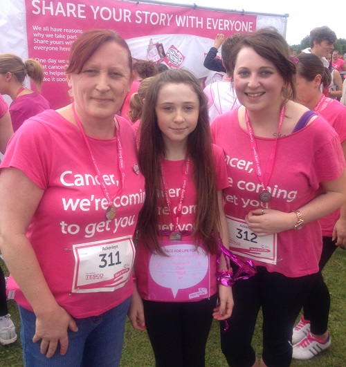 Bryan Ackerley sent us this photo of Alison, Georgia and Jess. This year's Race For Life was Alison's 10th!