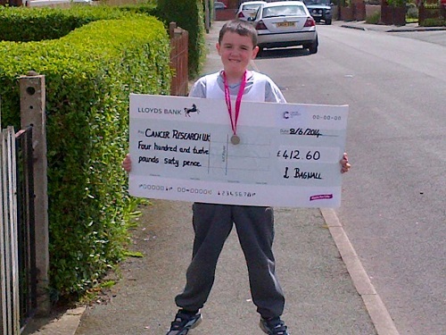Nicola Price sent us this picture of her seven-year-old son who raised £300 for Cancer Research. Nicola also raised £112.60. Nicola added: "I just want people to know how well he's done and how proud I am of him."