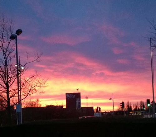 Tasha Vaughan sent us this cracking picture of the sunrise over Glyndwr University