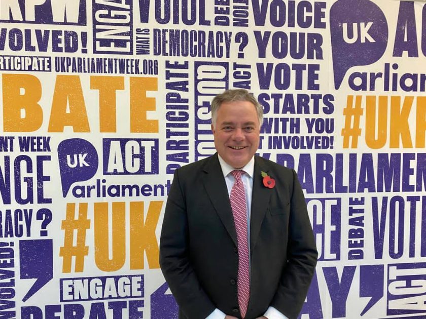 Simon Baynes MP at the House of Commons during UK Parliament Week 2020.