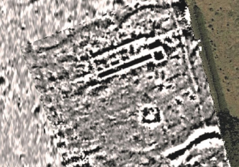 The geophysics scan of the area - the section to the top right is being dug, with the square room and corridor now visible for the first time in possibly 1800 years