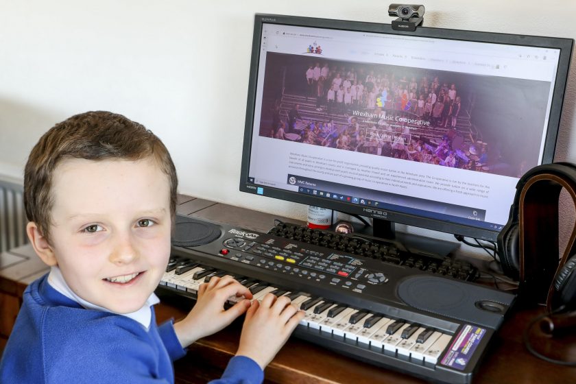 Wrexham Music Co-operative James Booth 8 at his home in Coedpoeth has enjoyed the home learning music tuition at home while in lockdown