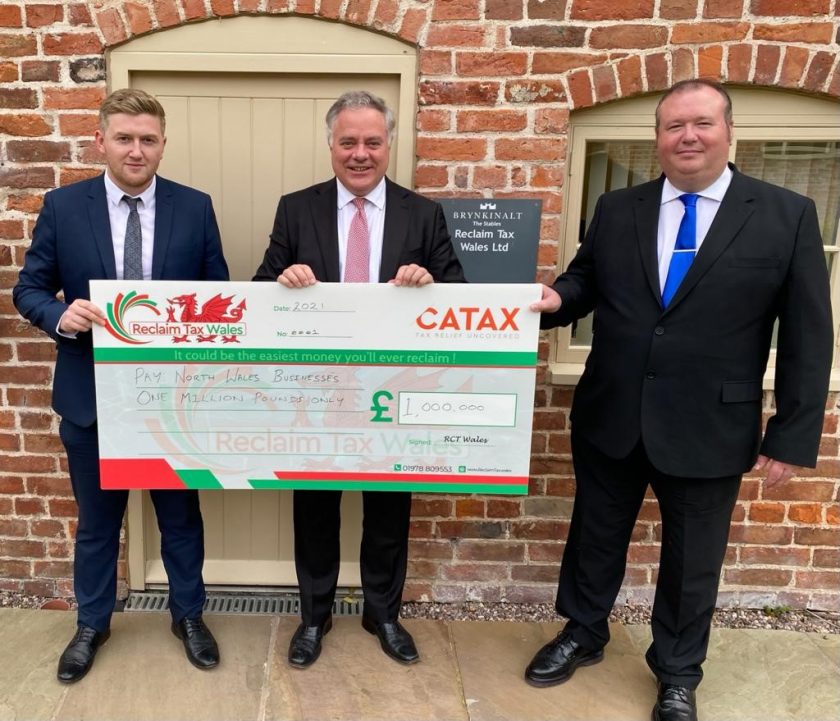 Simon Baynes MP with Josh Davies (Managing Director of Reclaim Tax Wales) and Richard Taylor (CEO of Reclaim Tax Group) at their office in Chirk.