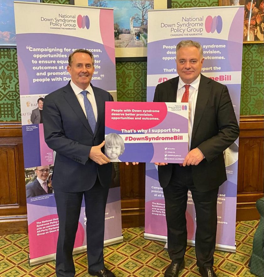 Dr Liam Fox MP and Simon Baynes MP supporting the Down Syndrome Bill in Parliament on Tuesday 1st February 2022.