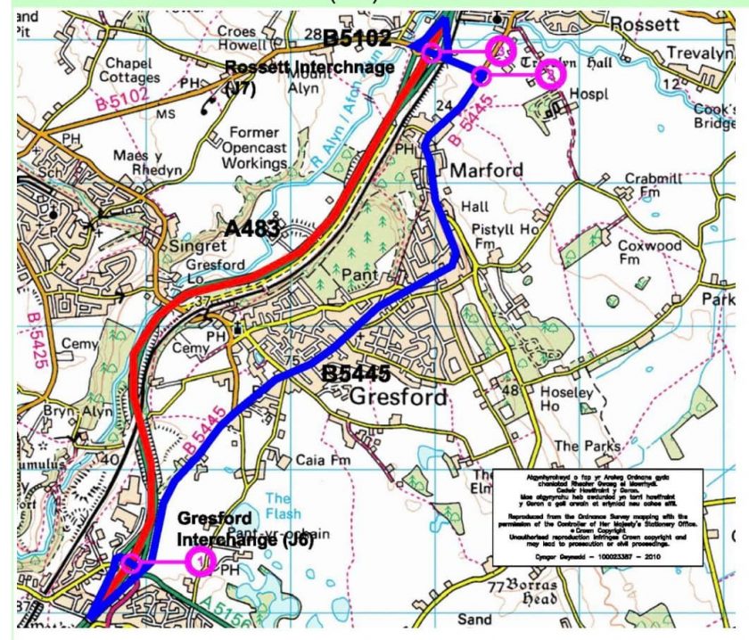 Cllr Kent's map of the diversion route.