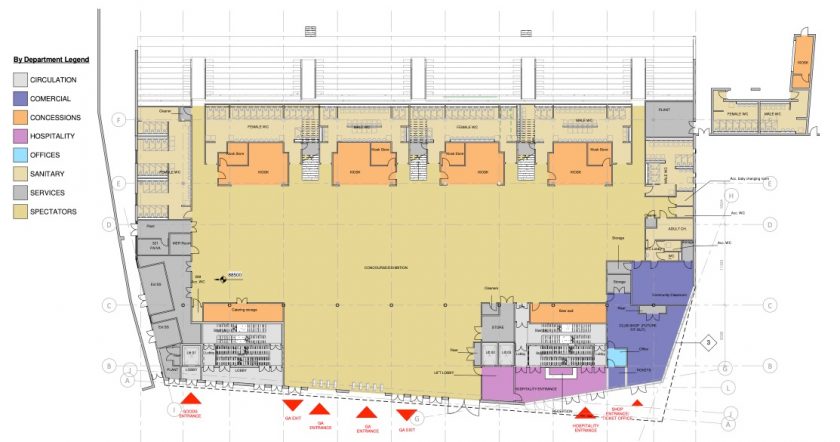 Ground floor plan shows the 'exhibition' space. 