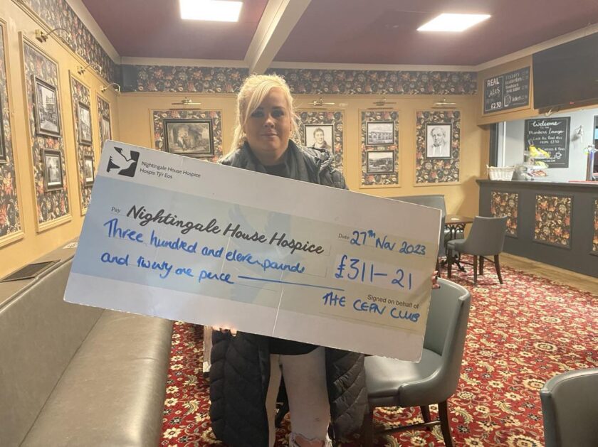 Lyndsey Holman from Cefn Mawr Social Club who held a quiz to raise money for Nightingale House.